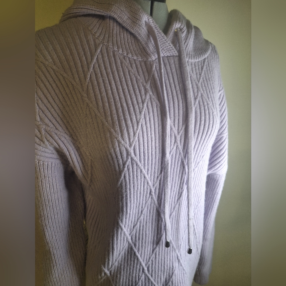 Ann Taylor Lavender Textured Hooded Sweater Size